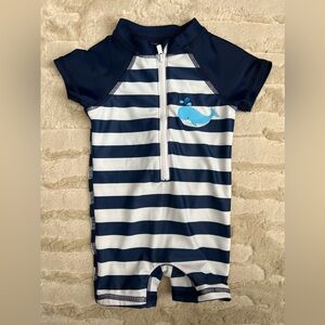 Swimsuit Onesie Navy and White Stripe 6M